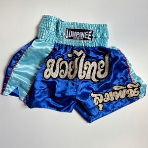 EUC Blue Satin Muay Thai boxing shorts